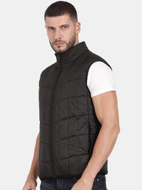 T-Base Sleeveless Puffer Jacket With Quilted Design And Polar Fleece Collar