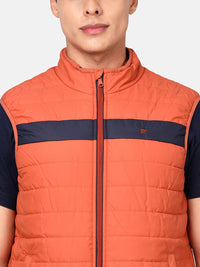 Men'S Burnt Orange Windproof Puffer Jacket