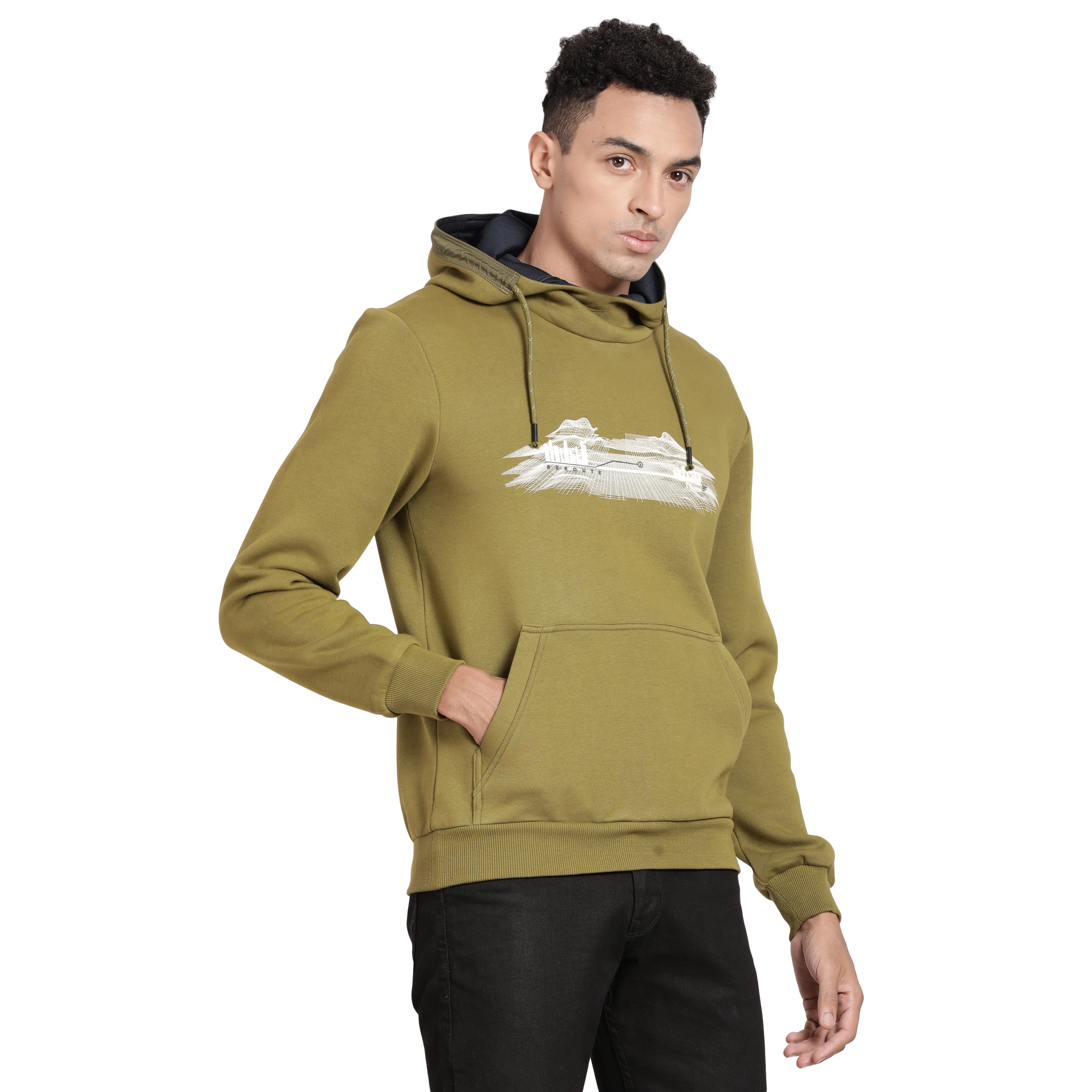 T-Base Typography Printed Hooded Neck Cotton Pullover Sweatshirt