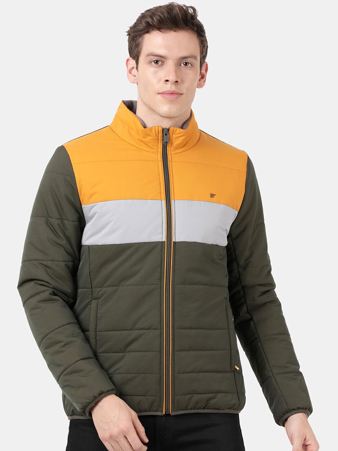 t-base Men Colourblocked Insulator Puffer Jacket