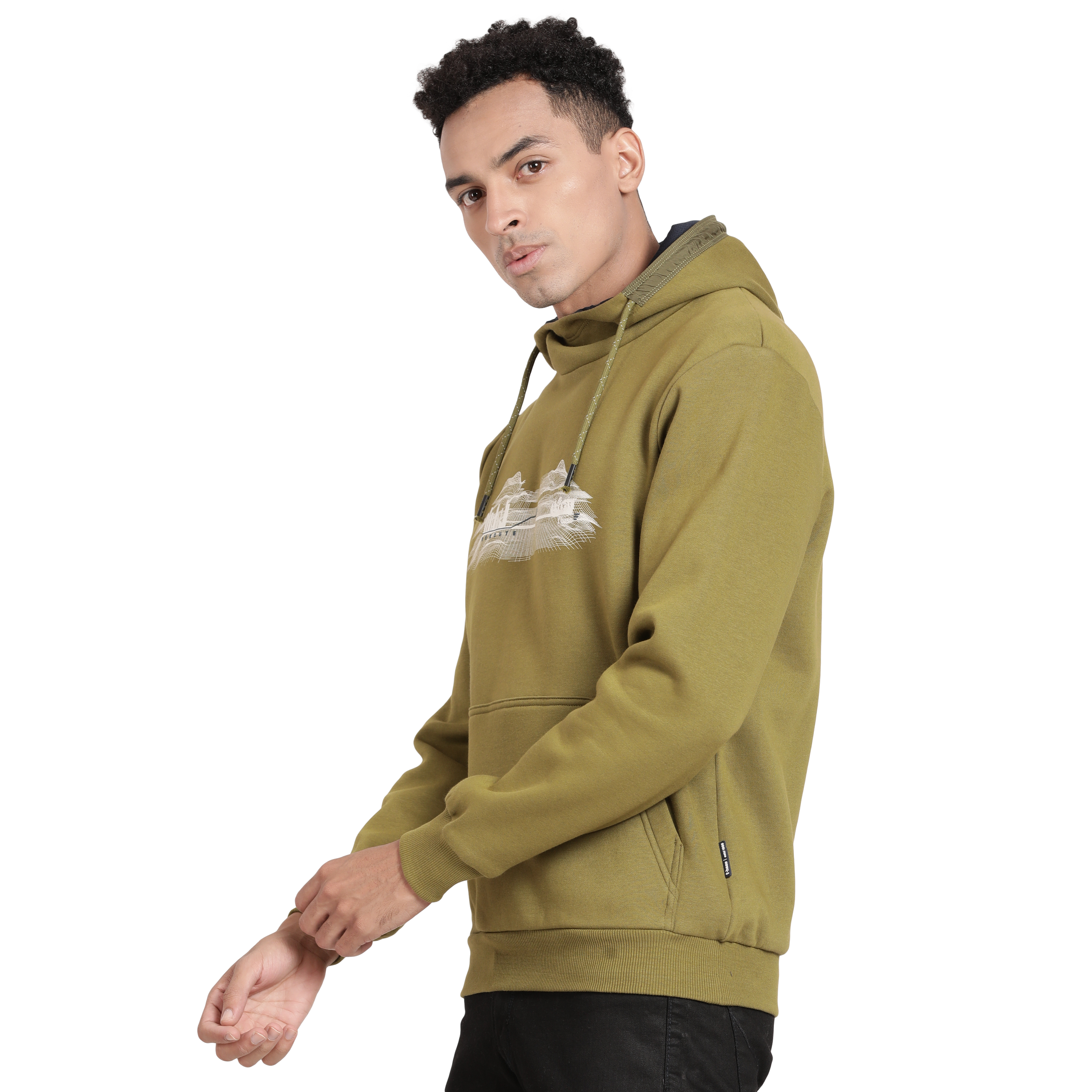 T-Base Typography Printed Hooded Neck Cotton Pullover Sweatshirt
