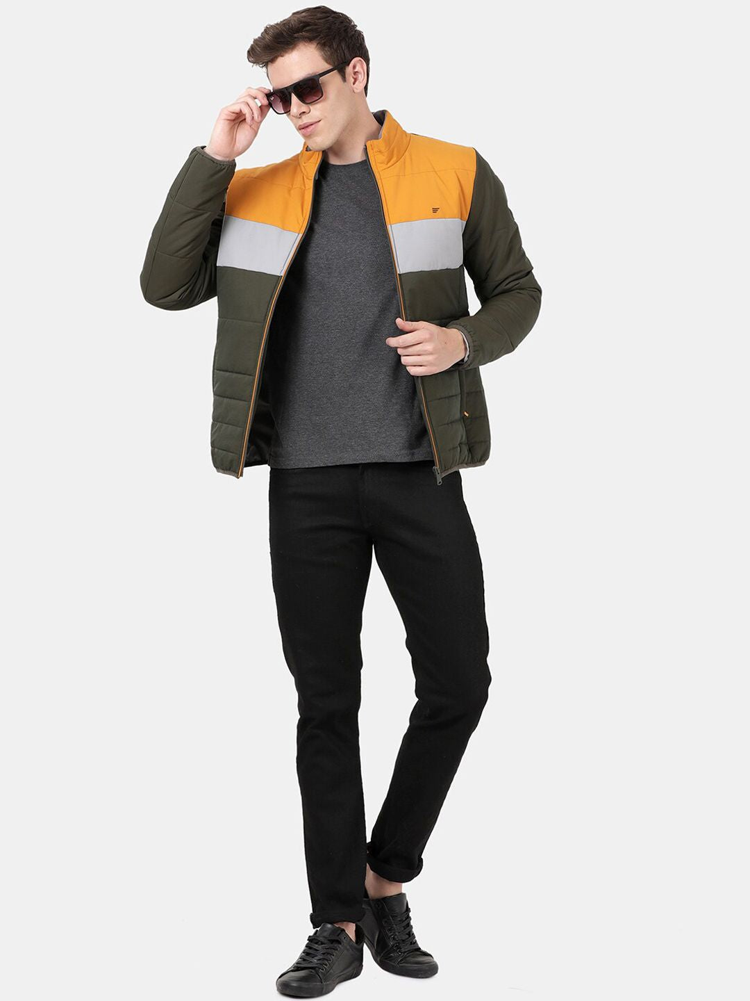 t-base Men Colourblocked Insulator Puffer Jacket