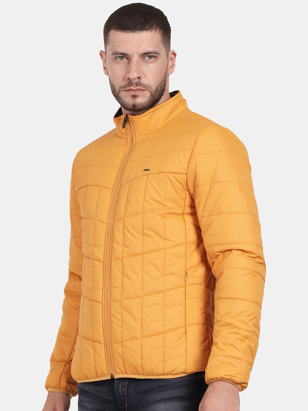 Men Mustard Windcheater Puffer Jacket