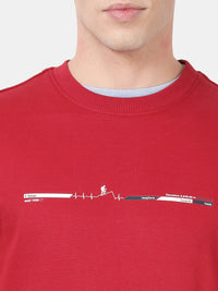 T-Base Men Red Printed Sweatshirt