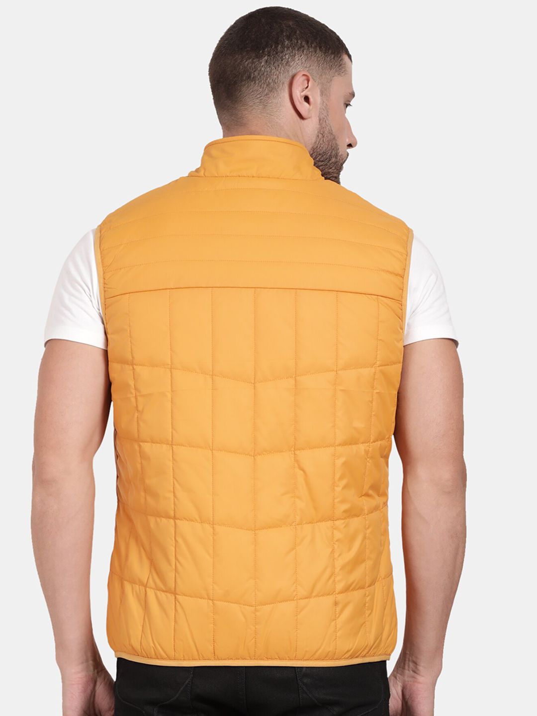 T-Base Sleeveless Puffer Jacket With Quilted Design And Polar Fleece Collar