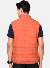 Men'S Burnt Orange Windproof Puffer Jacket