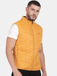 T-Base Sleeveless Puffer Jacket With Quilted Design And Polar Fleece Collar