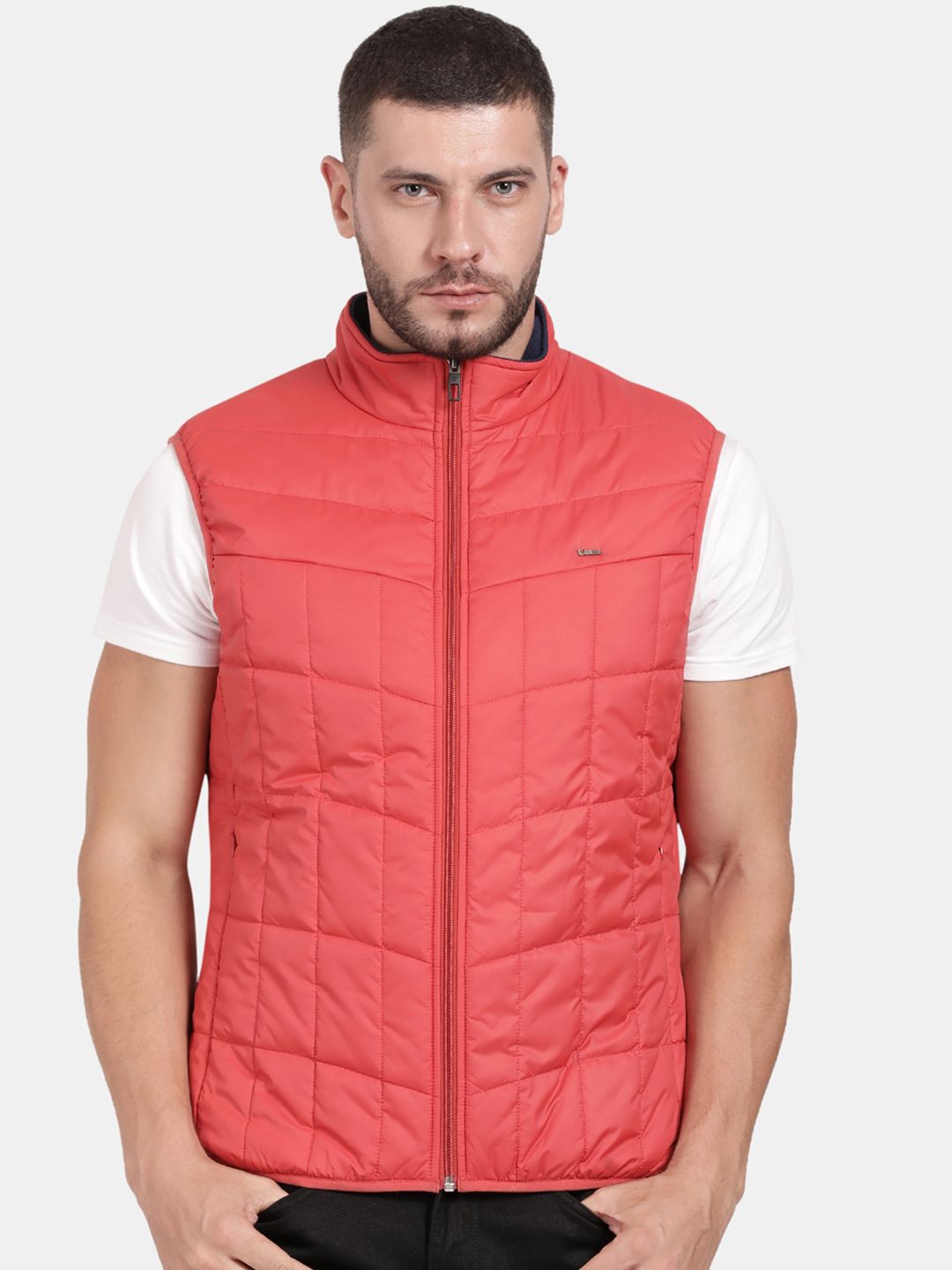 T-Base Sleeveless Puffer Jacket With Quilted Design And Polar Fleece Collar