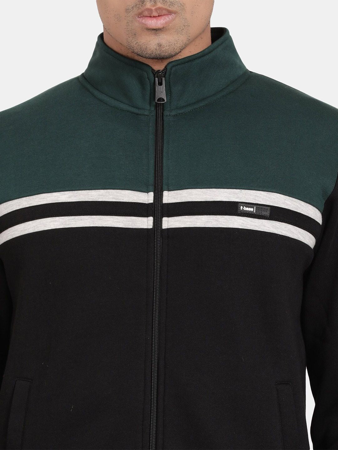 T-Base High Neck Colourblocked Cotton Sweatshirt