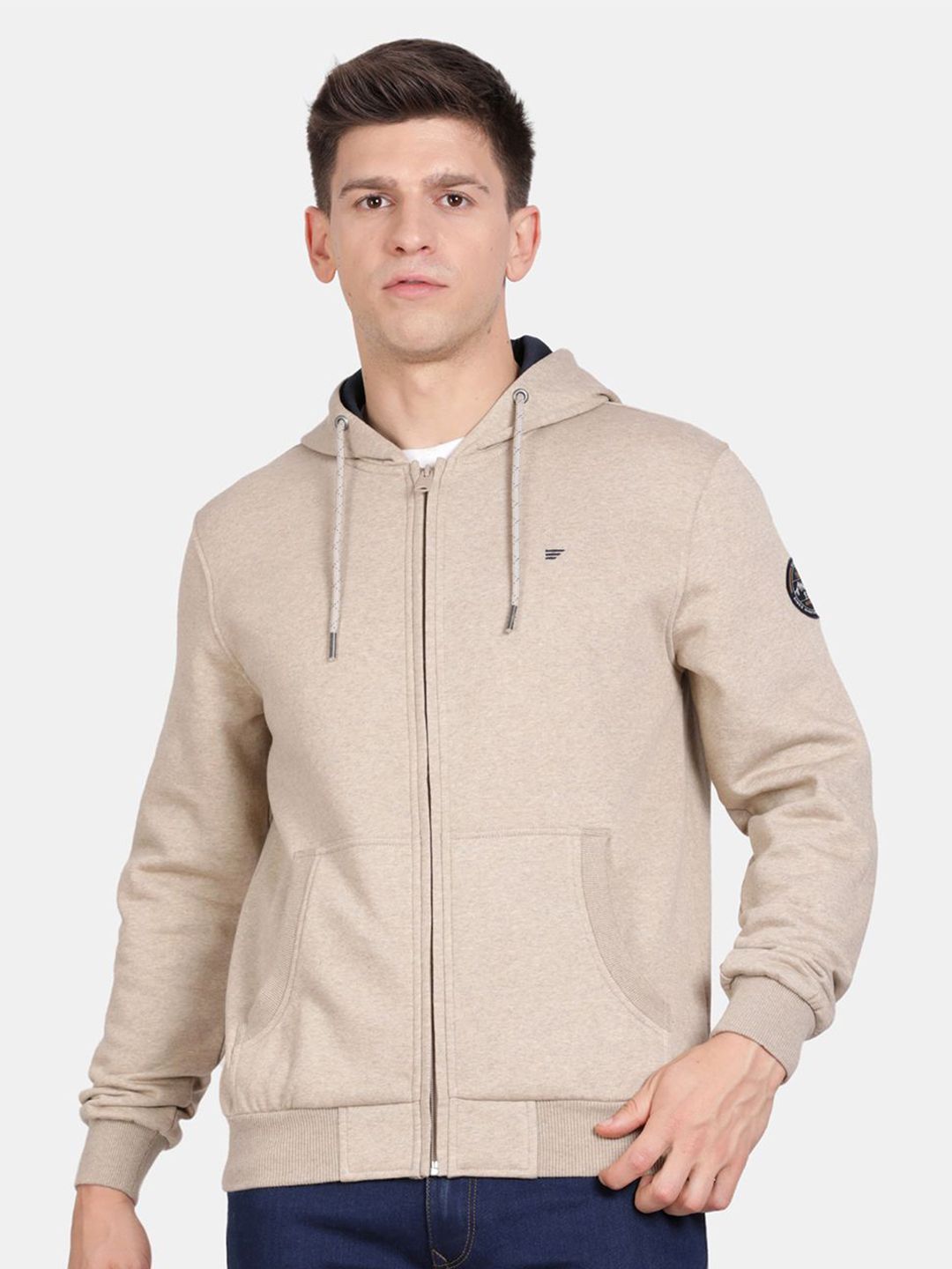 T-Base Men Solid Hooded Sweatshirt