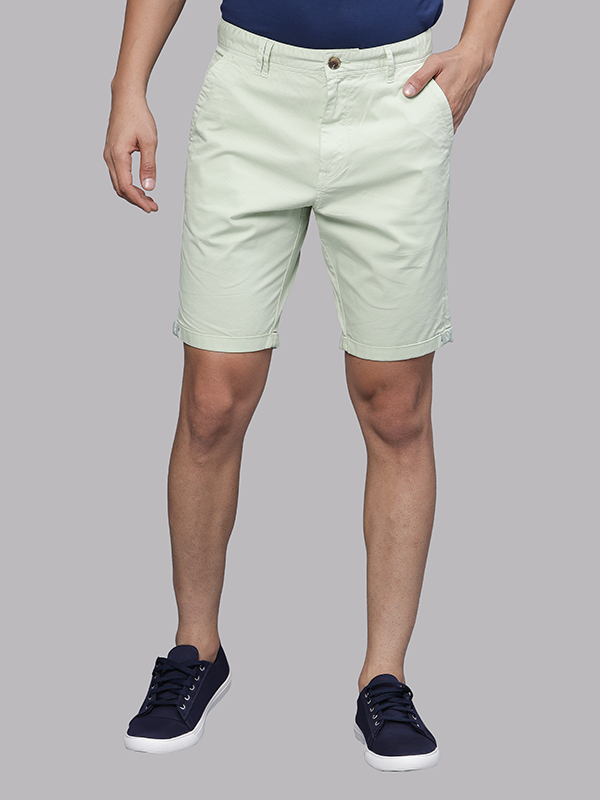 Green Tint Fold Up Overdyed Chino Shorts - Main Image