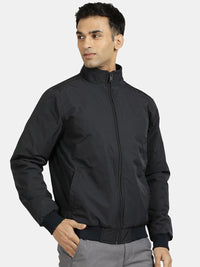 Men Self Design Mock Collar Windcheater Bomber Jacket