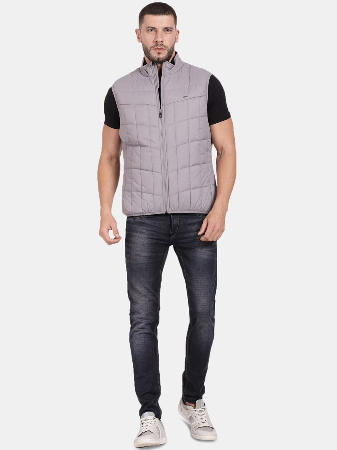 T-Base Sleeveless Puffer Jacket With Quilted Design And Polar Fleece Collar