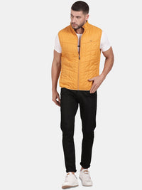 T-Base Sleeveless Puffer Jacket With Quilted Design And Polar Fleece Collar