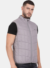 T-Base Sleeveless Puffer Jacket With Quilted Design And Polar Fleece Collar