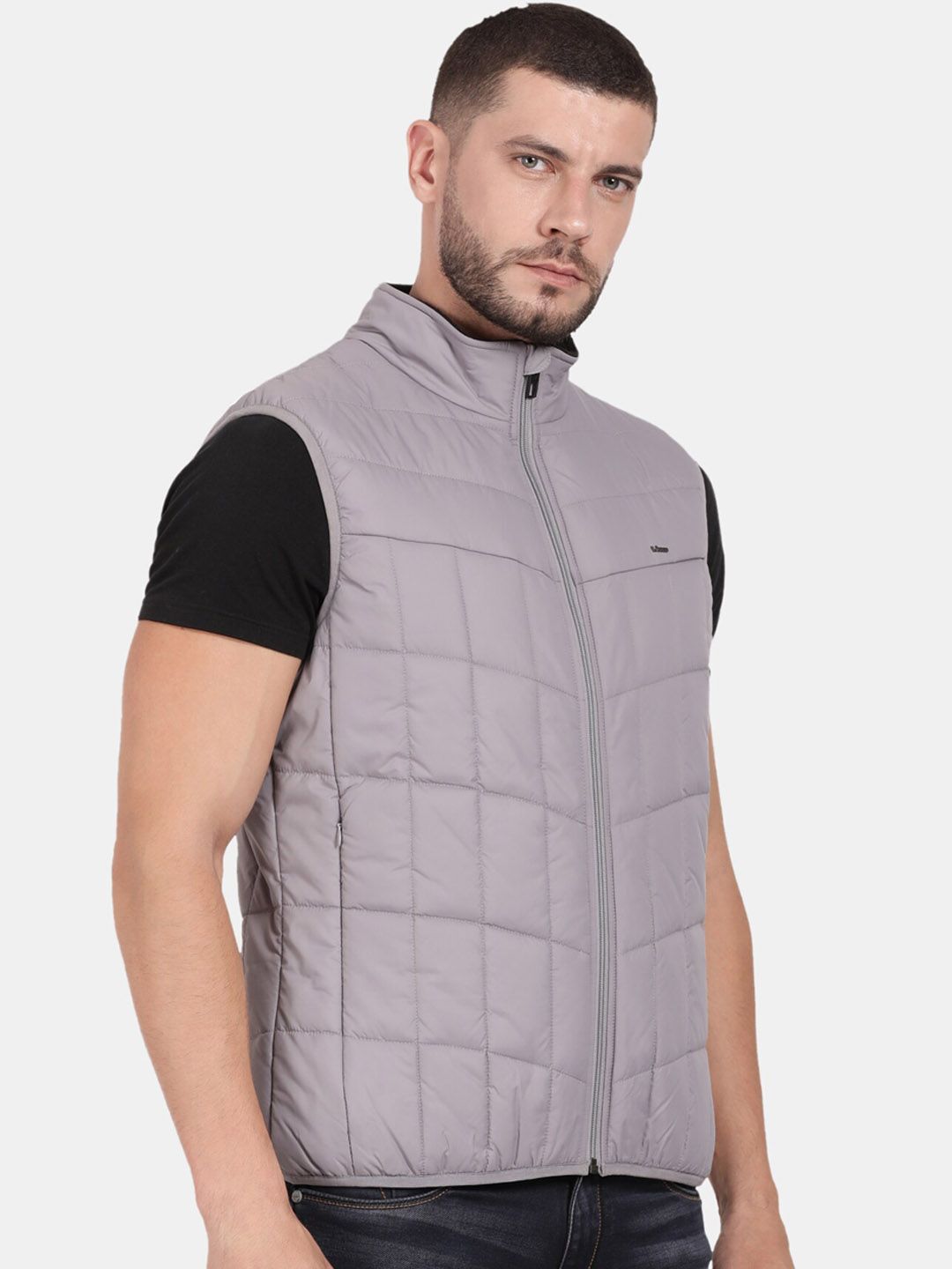 T-Base Sleeveless Puffer Jacket With Quilted Design And Polar Fleece Collar