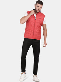 T-Base Sleeveless Puffer Jacket With Quilted Design And Polar Fleece Collar