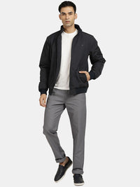 Men Self Design Mock Collar Windcheater Bomber Jacket
