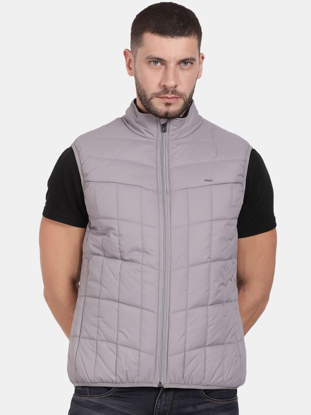 T-Base Sleeveless Puffer Jacket With Quilted Design And Polar Fleece Collar