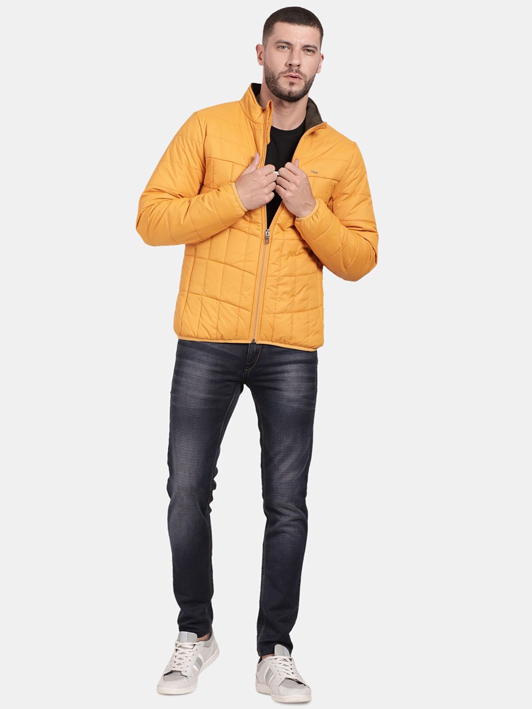 Men Mustard Windcheater Puffer Jacket