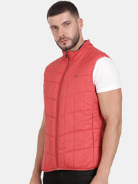 T-Base Sleeveless Puffer Jacket With Quilted Design And Polar Fleece Collar