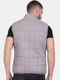 T-Base Sleeveless Puffer Jacket With Quilted Design And Polar Fleece Collar
