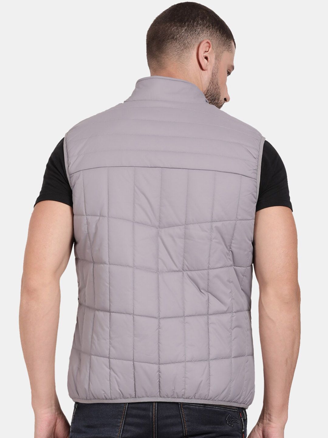T-Base Sleeveless Puffer Jacket With Quilted Design And Polar Fleece Collar