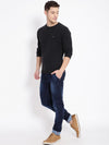 T-Base Men Black Solid Woolen Pullover Sweater