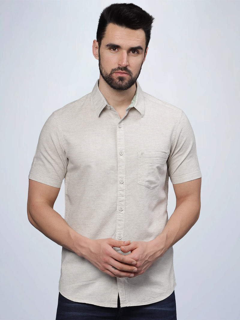 Half Sleeve Natural Cotton Linen Shirt