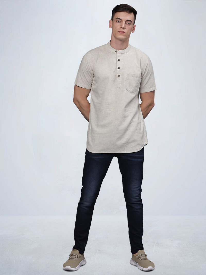 Half Sleeve Natural Cotton Kurta Linen Shirt