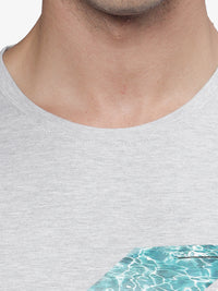 T-base Men's Graphic  Crew Neck T-Shirt | Regular Fit | Casual Wear | Grey Melange