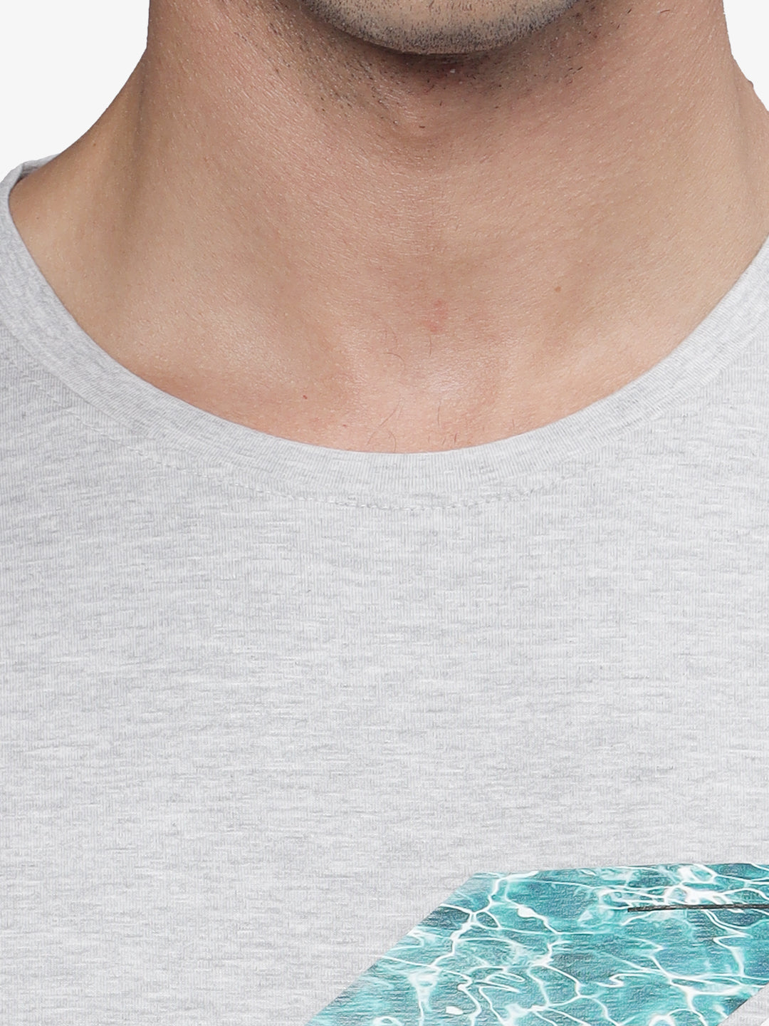 T-base Men's Graphic  Crew Neck T-Shirt | Regular Fit | Casual Wear | Grey Melange