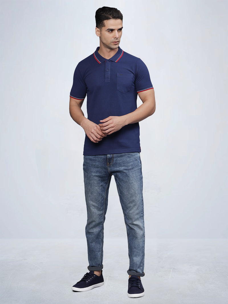 HALF SLEEVE POLO COLLAR T-SHIRT WITH CHEST POCKET
