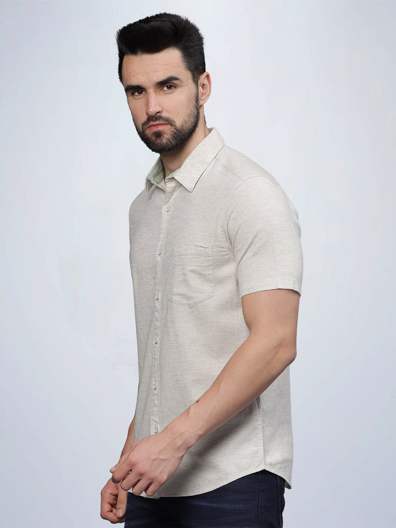 Half Sleeve Natural Cotton Linen Shirt