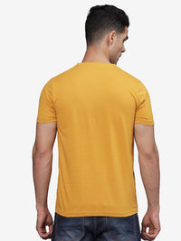 TBASE Men's Cotton Solid V-Neck T-Shirt | Short Sleeves | Regular Fit | Casual Everyday Wear | Blazing Yellow