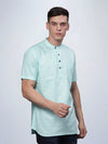 Half Sleeve Aqua Cotton Kurta Linen Shirt