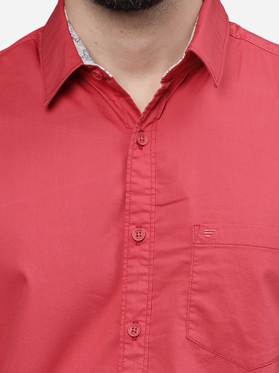 T-Base Men Regular Fit Cotton Casual Shirt | Short Sleeve|Raspberry