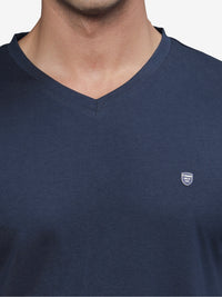 TBASE Men's Cotton Solid V-Neck T-Shirt | Short Sleeves | Regular Fit | Casual Everyday Wear |NAVY
