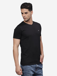 TBASE Men's Cotton Solid V-Neck T-Shirt | Short Sleeves | Regular Fit | Casual Everyday Wear | Black