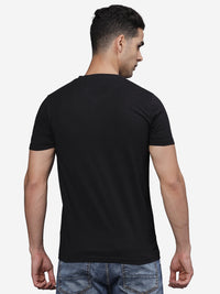 TBASE Men's Cotton Solid V-Neck T-Shirt | Short Sleeves | Regular Fit | Casual Everyday Wear | Black