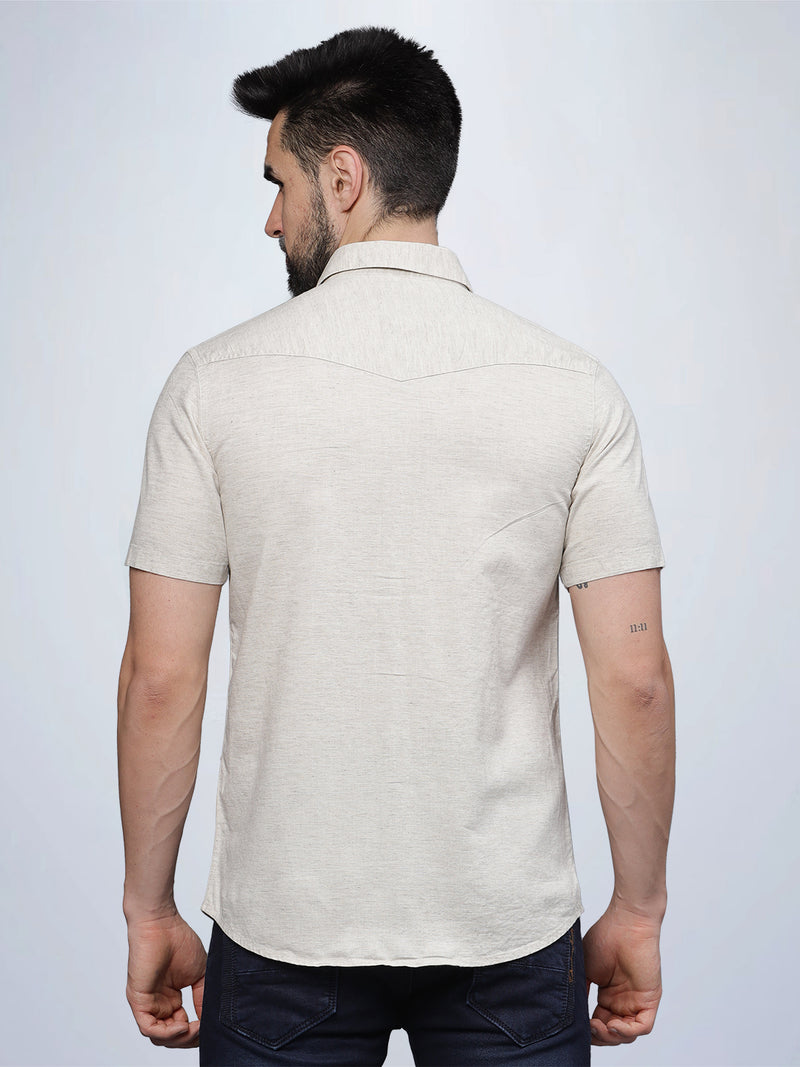 Half Sleeve Natural Cotton Linen Shirt