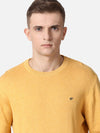 T-Base Men Yellow Solid Cotton Pullover
