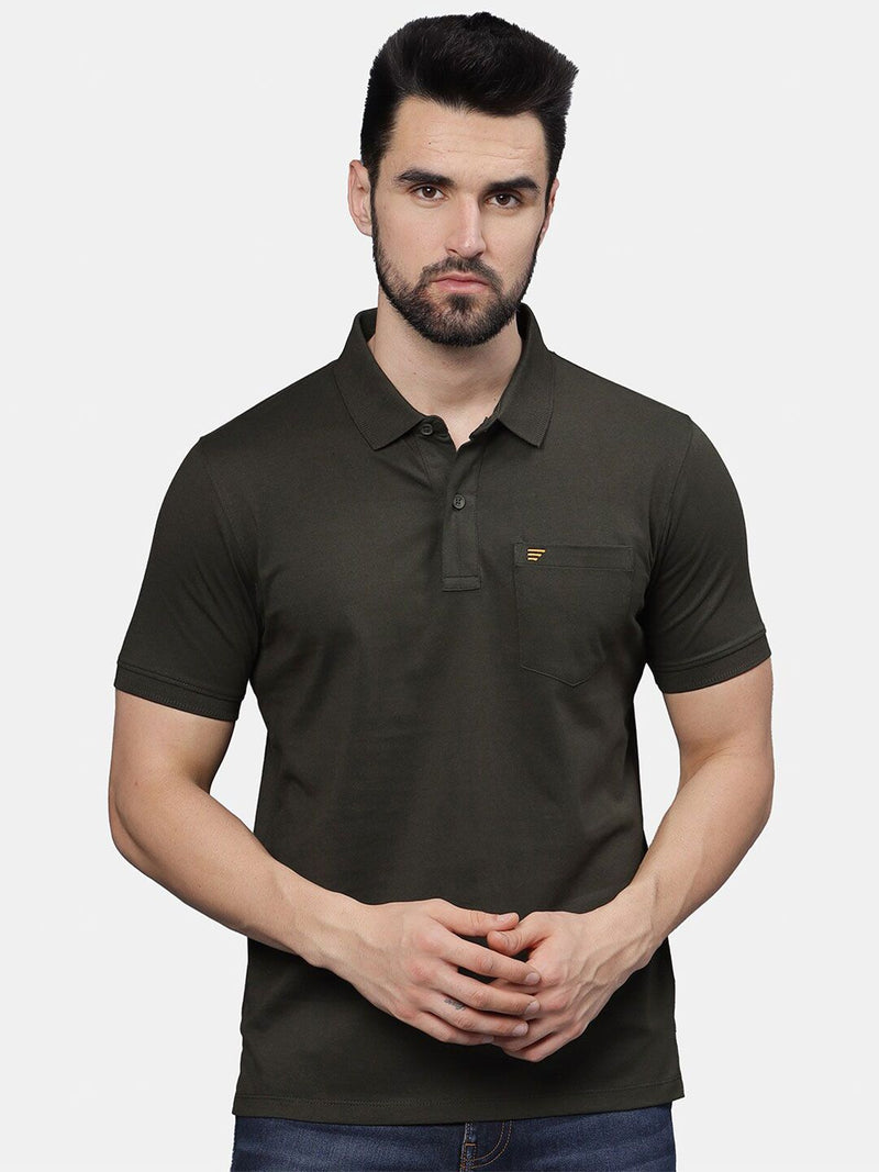 T-Base Men Polo Collar Pockets T-Shirt