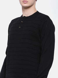 T-Base Men Black Striped Sweater