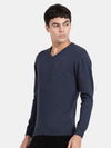 V Neck Mood Indigo Melange Full Sleeve Pullover