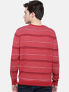 T-Base Men Red Striped Sweater