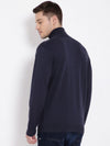 T-Base Men Navy Blue Solid Pullover Sweater