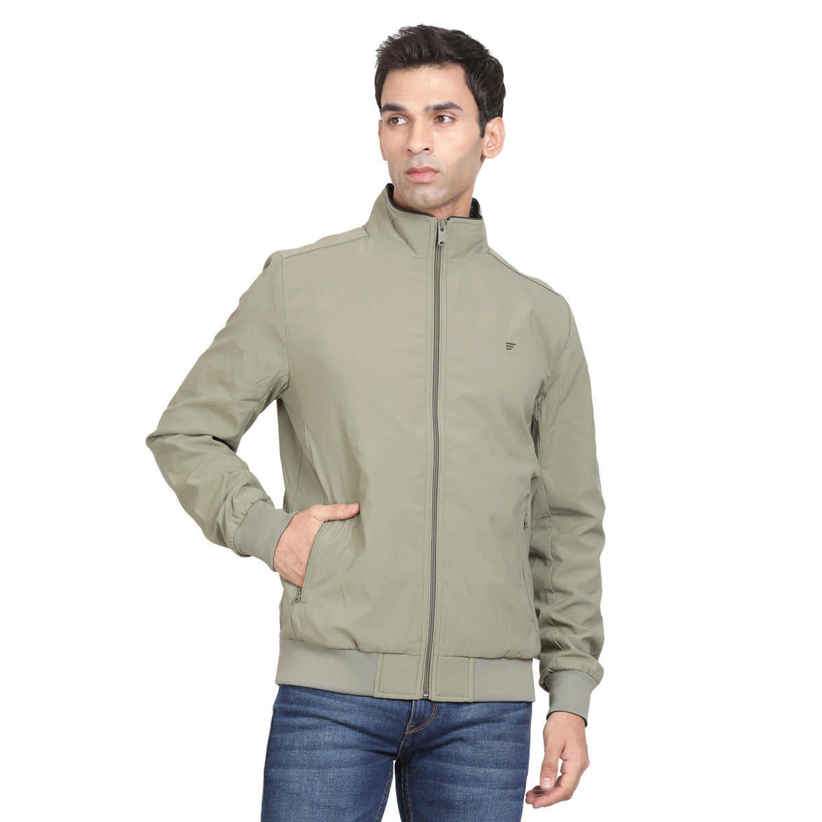 Men’s Classic Sage Green Polyester Jacket - Regular fit