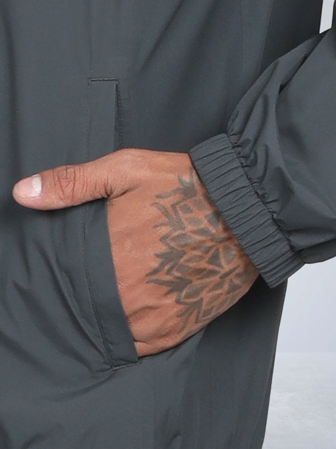 TBASE Men’s Dark Grey Waterproof Rain Jacket with Hood