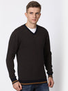 T-Base Men Charcoal & Mustard Quirky Printed Cotton Pullover